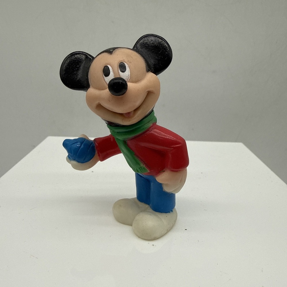 Vintage Mickey Mouse 3" PVC Plastic Mini Figure Toy Cake Topper Walt Disney